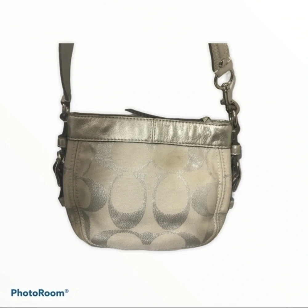 Coach vintage y2k 42715 signature white silver mini Zoe hobo bag